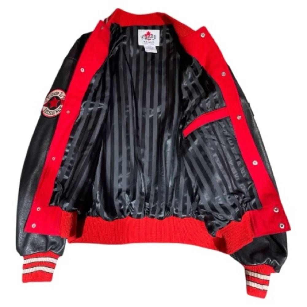 Vintage Snap-On Choko Motorsports Red Wool & Black Leather Men's Jacket Size L